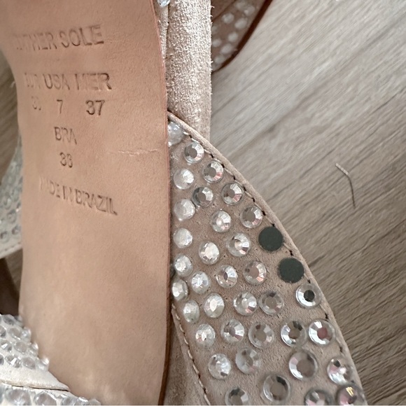 Anthropologie VICENZA Camurca Bege Diamond Gem Platform Sparkly High Heels Tan 7 - Picture 11 of 14